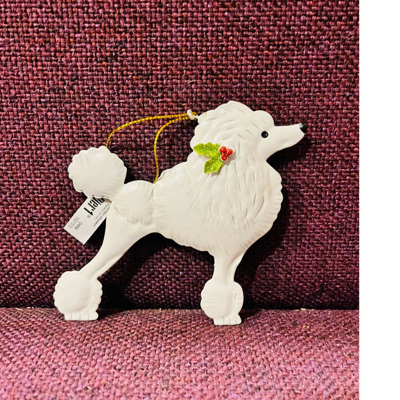 Pier one Poodle Metal ornament with a mistletoe on ear - Picture 1 of 3